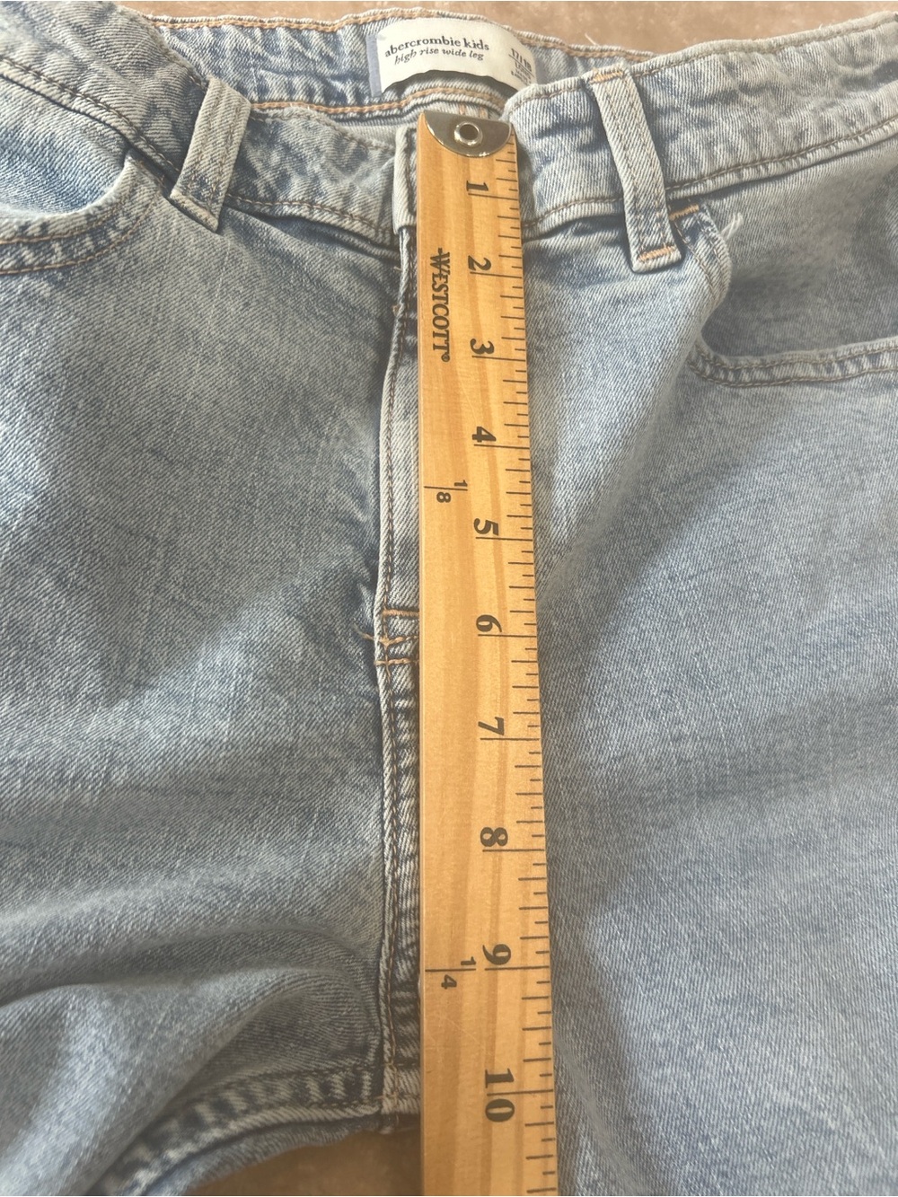 Abercrombie kids high rise wide leg jeans girl size 17/18 long blue baggy grunge - Picture 9 of 13